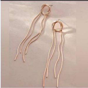 Anthropologie Looped Knot Long Dangle Earrings Gold NWOT